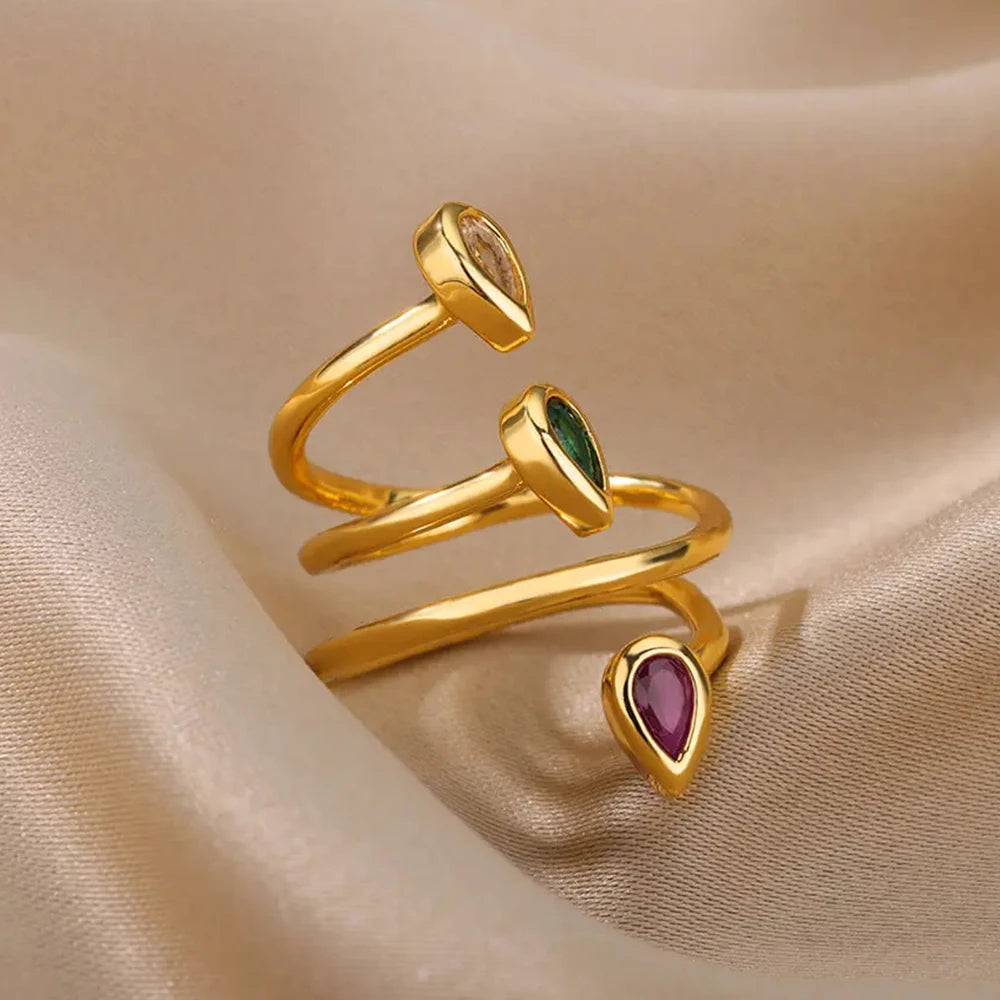 Deva Water Drop Stainless Steel Rings Side View 2