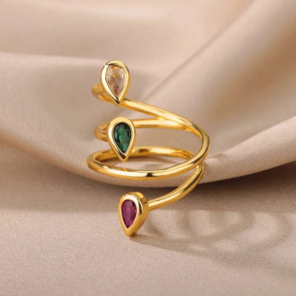 Deva Water Drop Stainless Steel Rings View 2