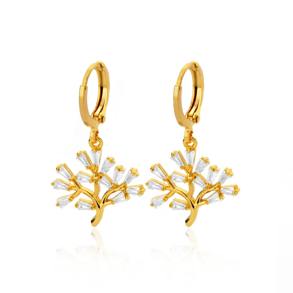 Deva Zircon Tree Stainless Steel Hoop Earring