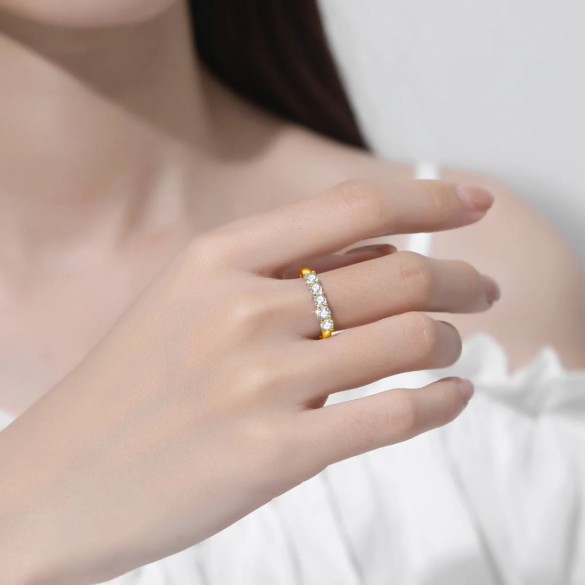 Deva Original Solid 18K Moissanite Gold Ring