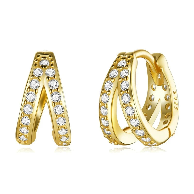 Modern Zircon Crystal Double Hoop Earrings