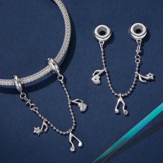 New 925 Sterling Silver Musical Note Bracelets Jewelry Front View