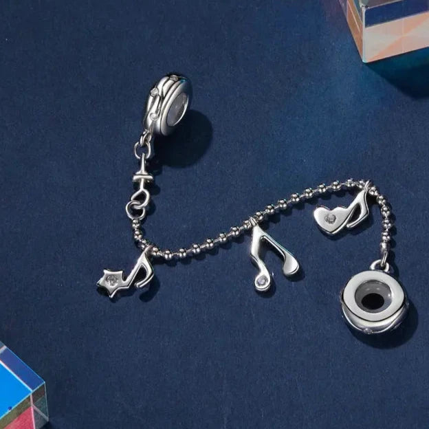 New 925 Sterling Silver Musical Note Bracelets Jewelry Side View