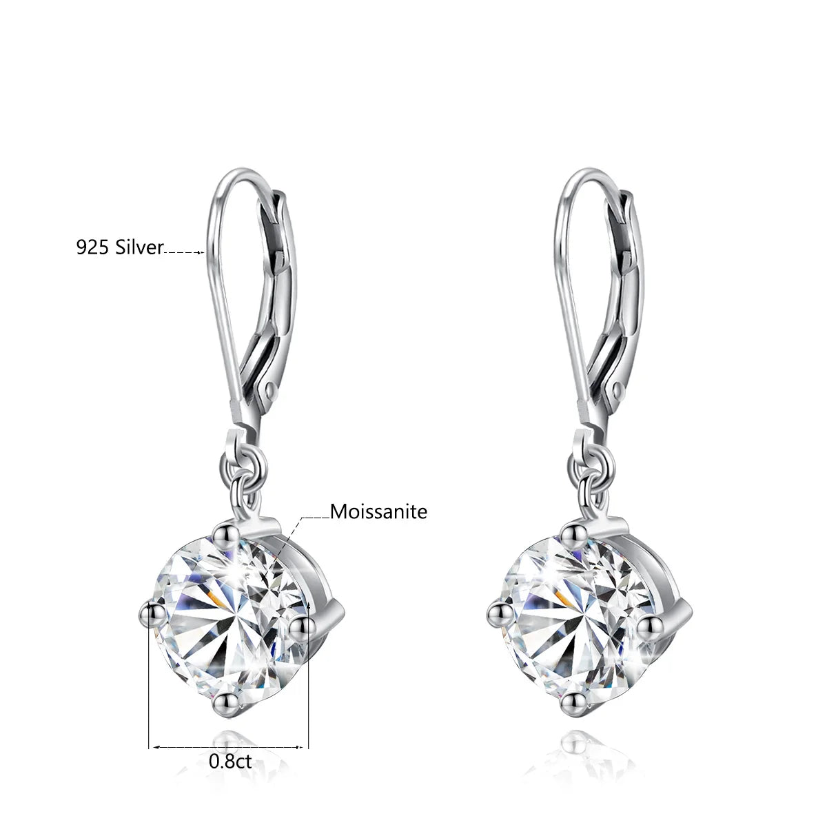 Deva Certificated Moissanite Earrings For Women 100% 925 silver Long Dangle Earrings