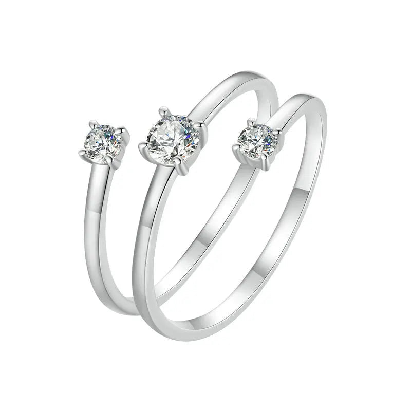 Deva Moissanite Multilayer Rings for Women, 925 Sterling Silver D Color VVS1 Clarity