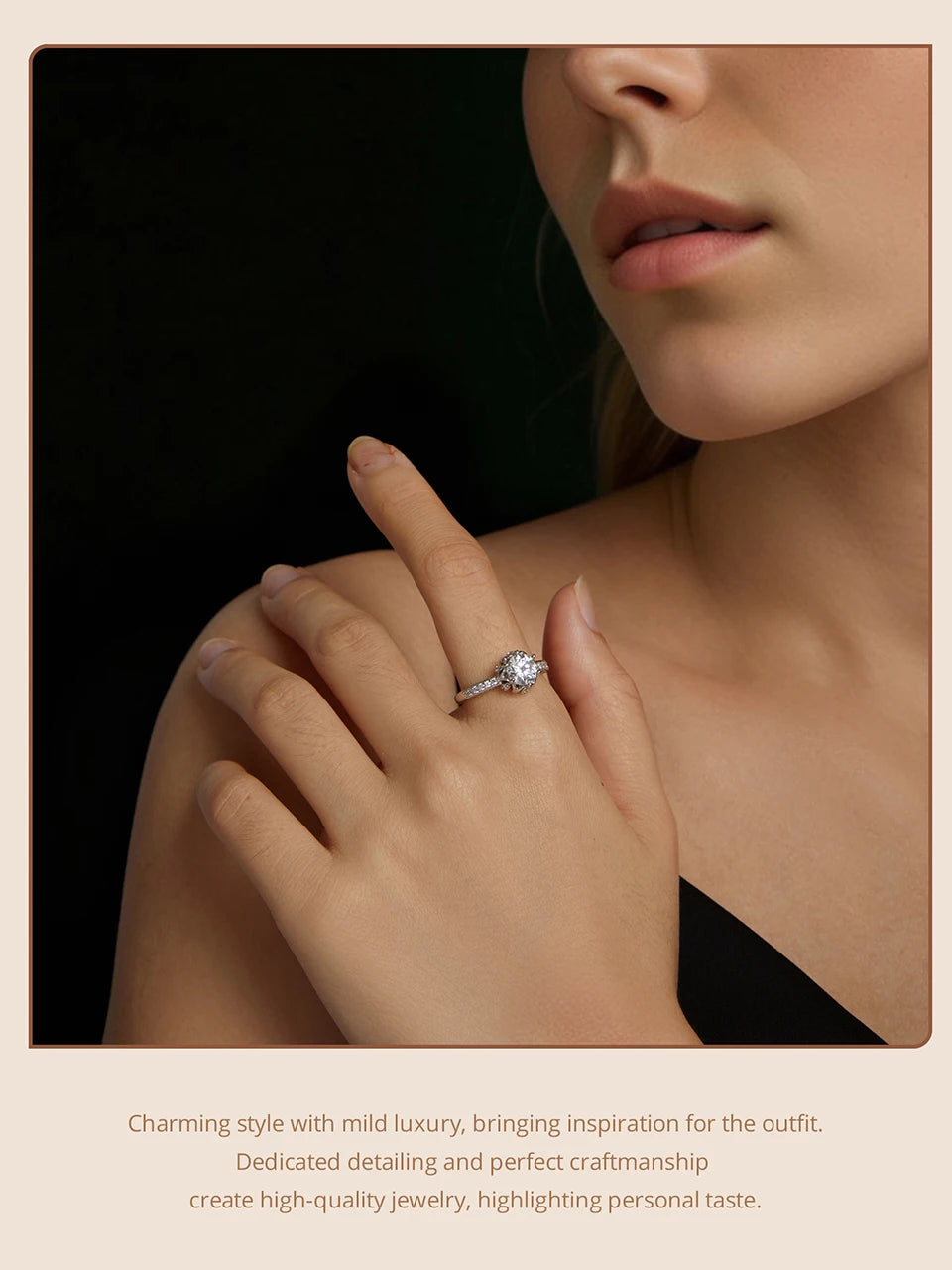 Deva D Color VVS1 EX Moissanite Flower Ring 1ct Round Moissanite Diamond Solitaire 925 Sterling Silver