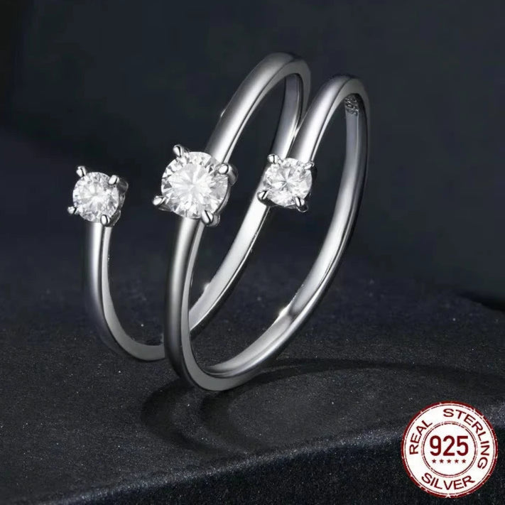 Deva Moissanite Multilayer Rings for Women, 925 Sterling Silver D Color VVS1 Clarity