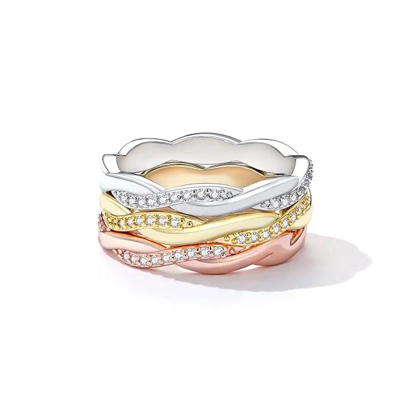 Deva 925 Sterling Silver Simple Twisted Ring 14K Gold Plated
