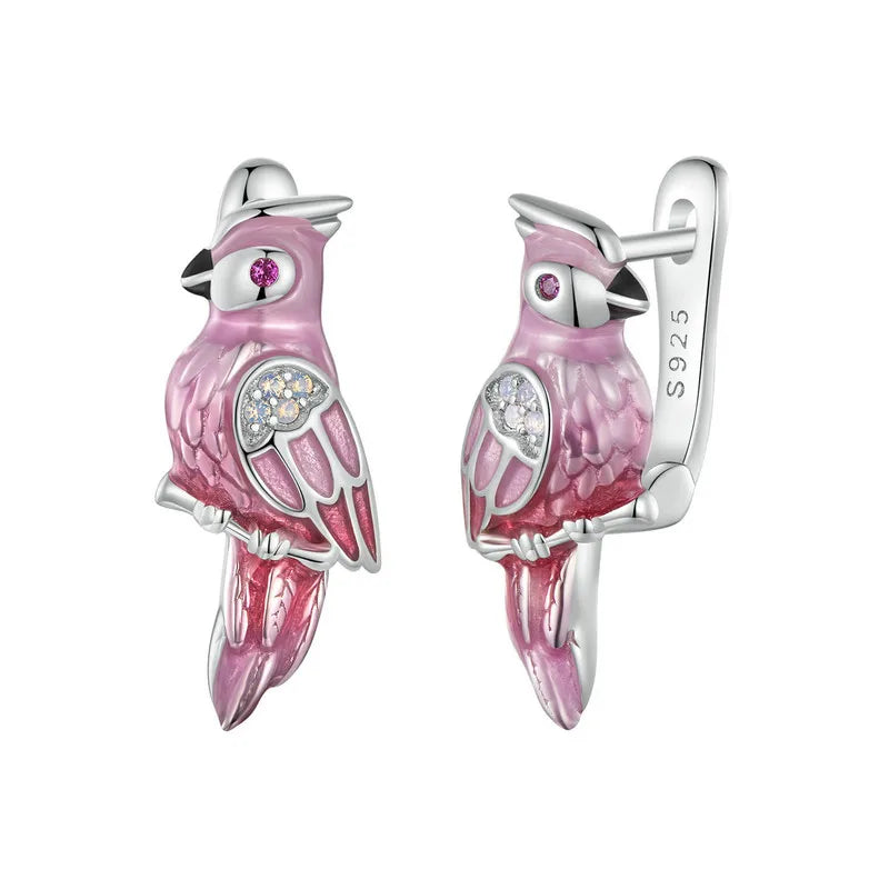 Deva 925 Sterling Silver Cute Parrot Rings & Earrings Whit Background shot 