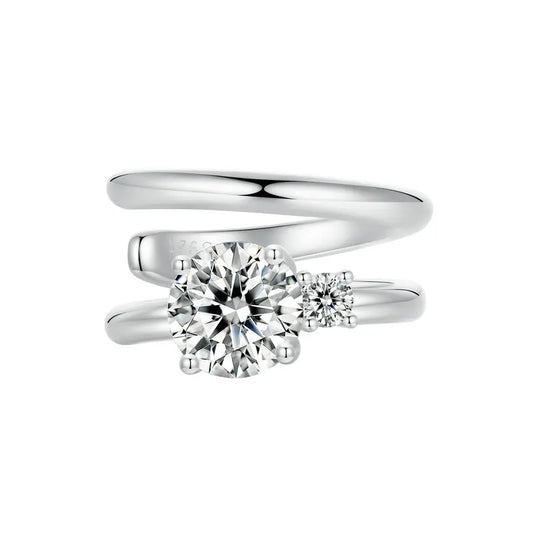 Deva Mono White Gold Plated Double-layered Moissanite Ear Cuff 925 Sterling Silver