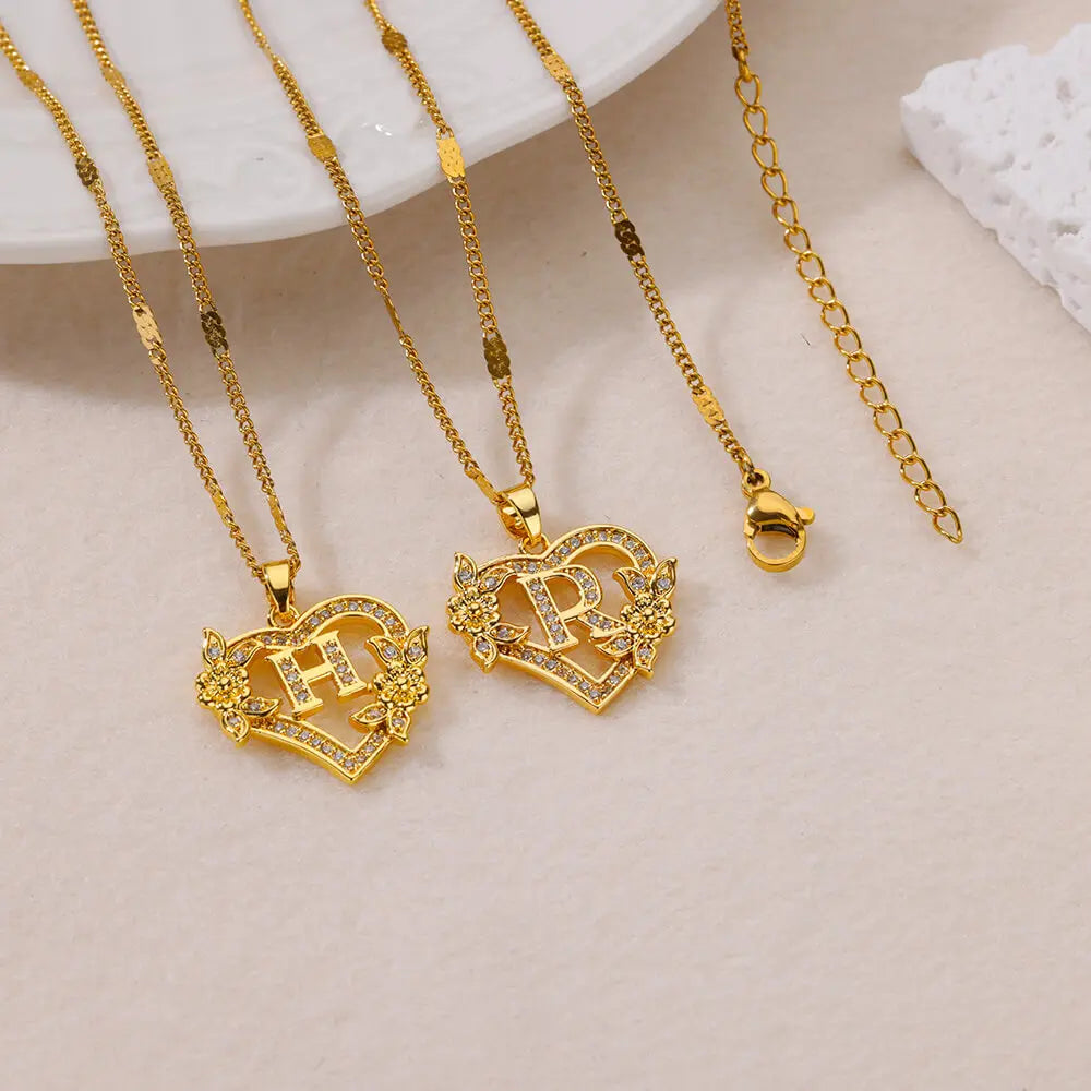 Deva Heart Letter Stainless Steel Necklace