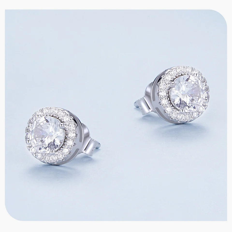 Deva 100% 925 Sterling Silver Push Back Earrings Front  and Side