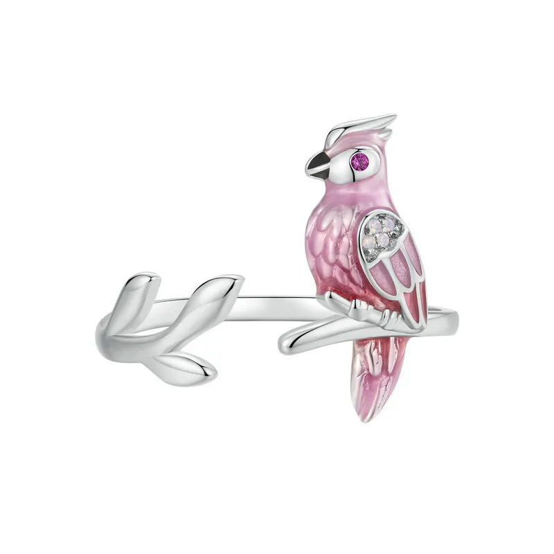 Deva 925 Sterling Silver Cute Parrot Rings & Earrings ring shot