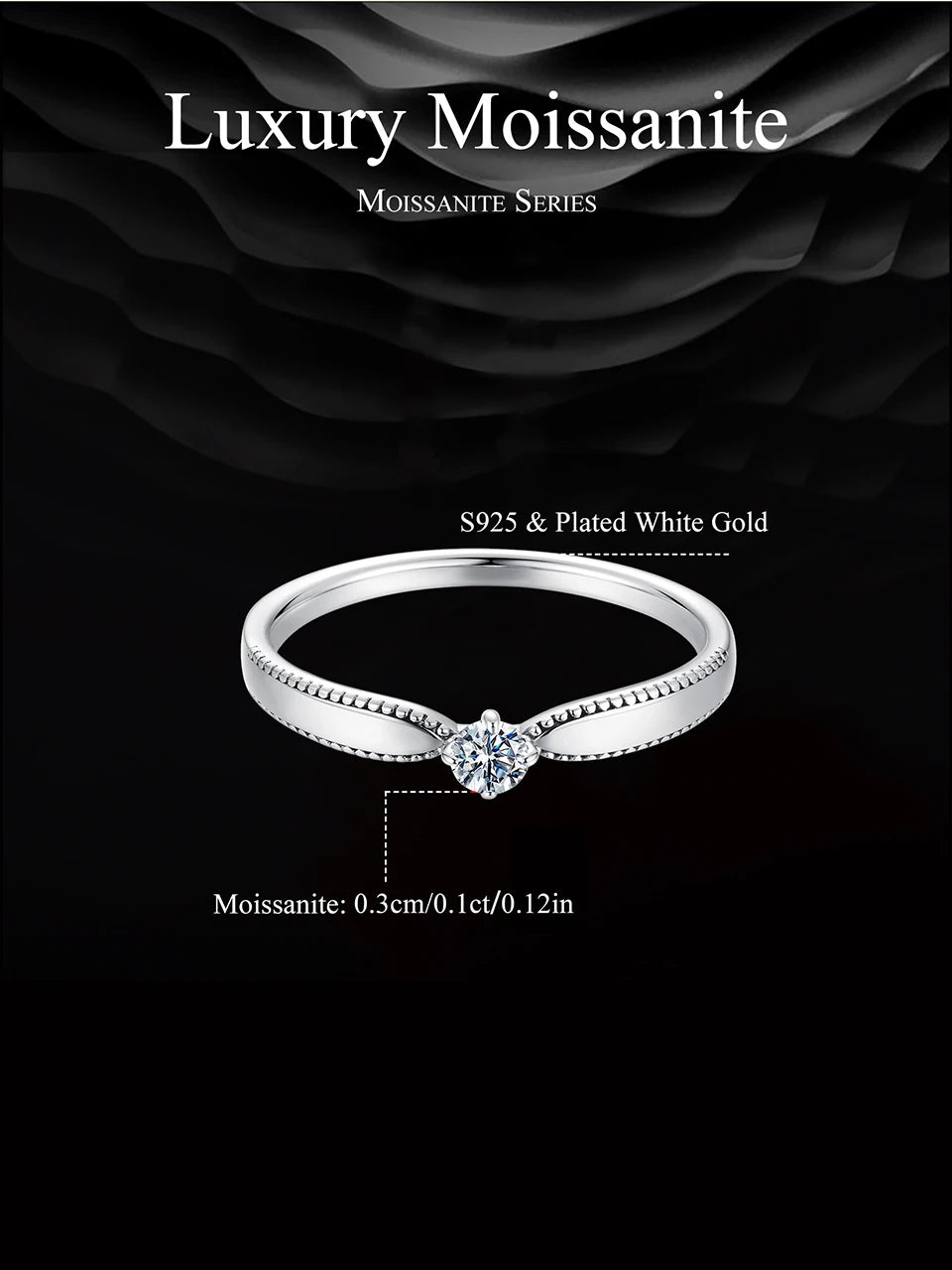 Deva 925 Sterling Silver Exquisite Moissanite Ring