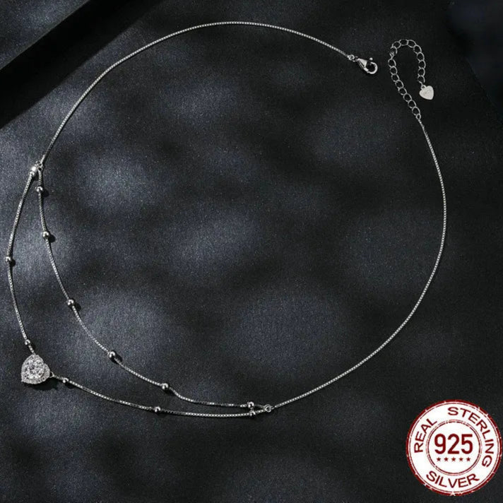 Deva 925 Sterling Silver Halo Heart Moissanite Pendant Necklace