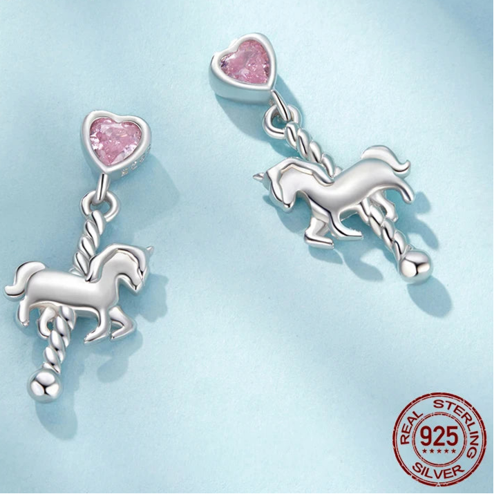 Deva 925 Sterling Silver Cute Carousel Earrings for Women Girls