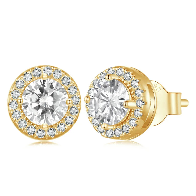 Deva 100% 925 Sterling Silver Push Back Earrings Gold