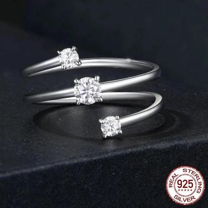 Deva Moissanite Multilayer Rings for Women, 925 Sterling Silver D Color VVS1 Clarity
