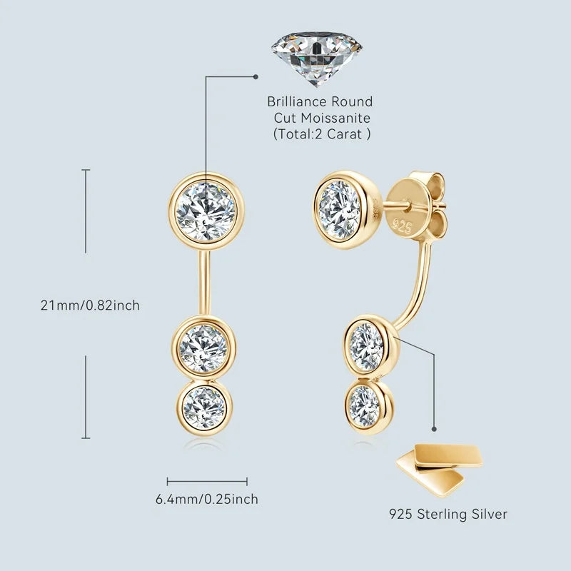 Deva Moissanite Diamond Ear Jacket Earrings Unique Fine Jewelry