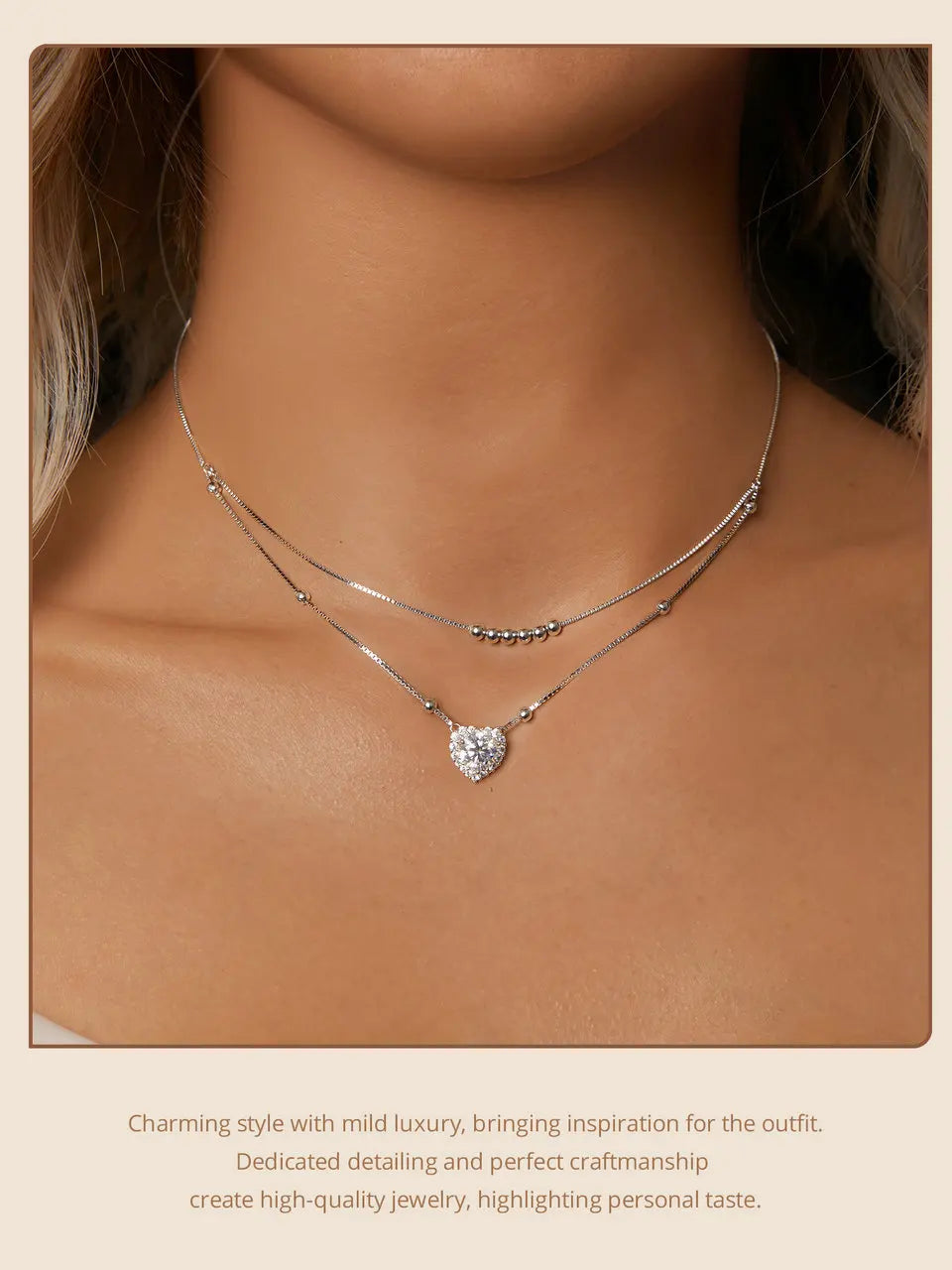 Deva 925 Sterling Silver Halo Heart Moissanite Pendant Necklace