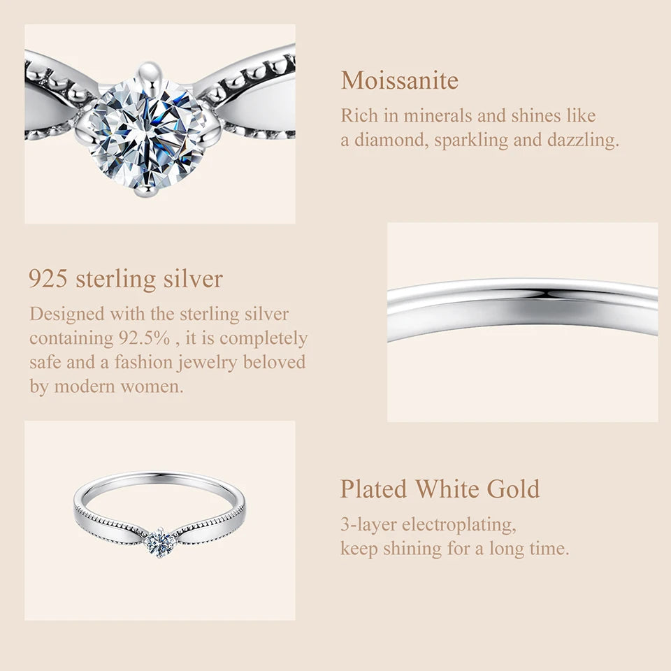 Deva 925 Sterling Silver Exquisite Moissanite Ring