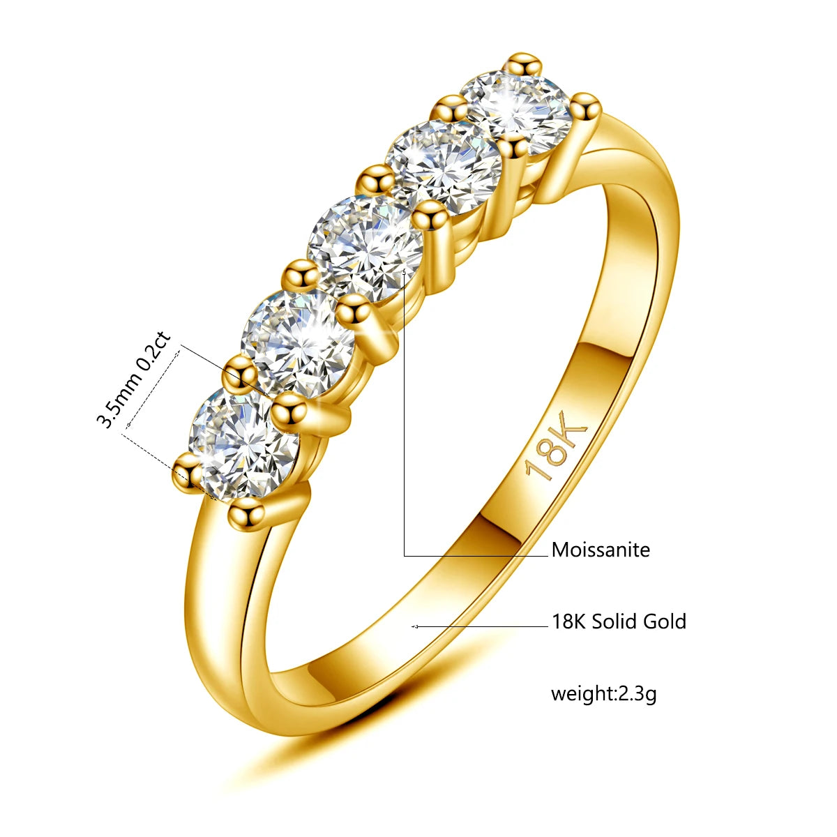 Deva Original Solid 18K Moissanite Gold Ring