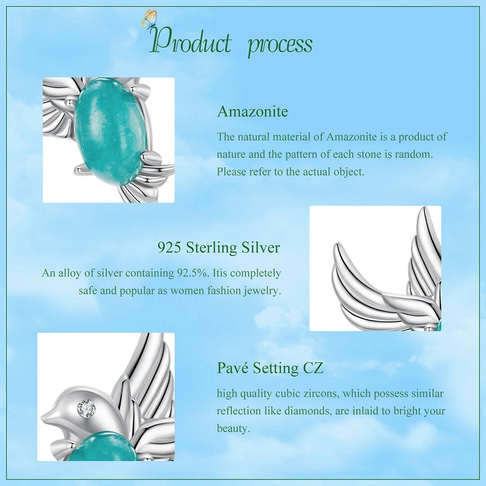 Deva Gold Plated Bird Earrings, 925 Sterling Silver Bird Stud Earrings