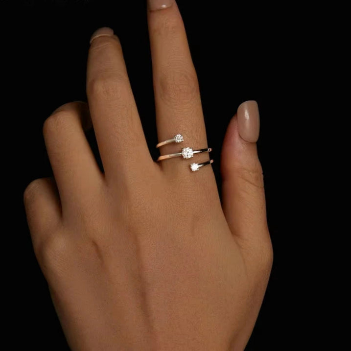 Deva Moissanite Multilayer Rings for Women, 925 Sterling Silver D Color VVS1 Clarity