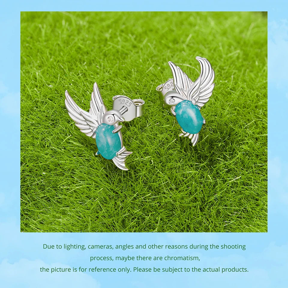 Deva Gold Plated Bird Earrings, 925 Sterling Silver Bird Stud Earrings