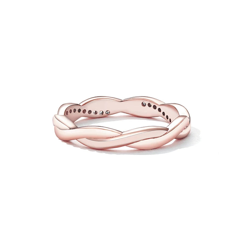 Deva 925 Sterling Silver Simple Twisted Ring 14K Gold Plated
