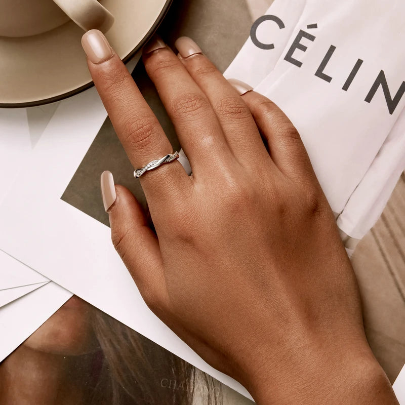 Deva 925 Sterling Silver Simple Twisted Ring 14K Gold Plated
