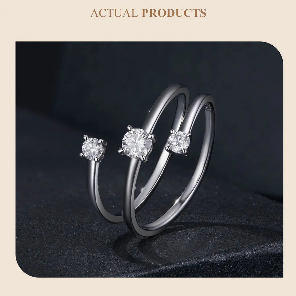 Deva Moissanite Multilayer Rings for Women, 925 Sterling Silver D Color VVS1 Clarity