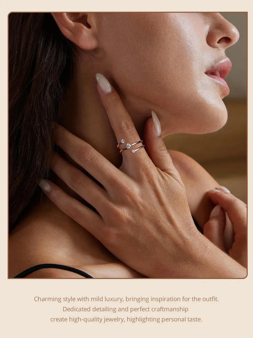 Deva Moissanite Multilayer Rings for Women, 925 Sterling Silver D Color VVS1 Clarity