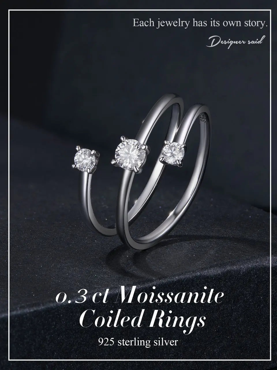 Deva Moissanite Multilayer Rings for Women, 925 Sterling Silver D Color VVS1 Clarity
