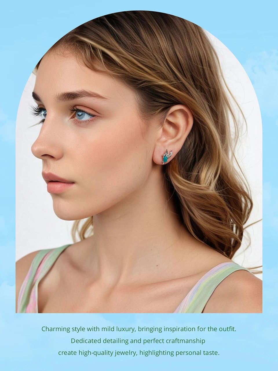 Deva Gold Plated Bird Earrings, 925 Sterling Silver Bird Stud Earrings