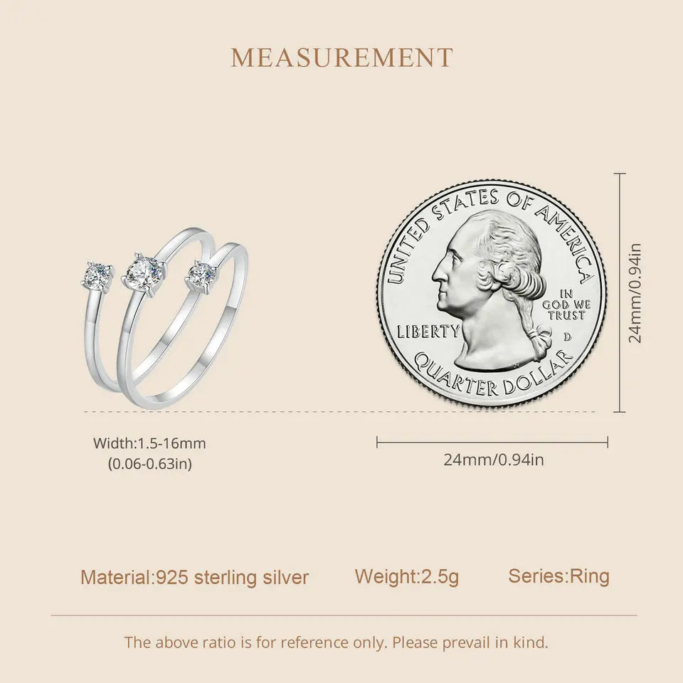 Deva Moissanite Multilayer Rings for Women, 925 Sterling Silver D Color VVS1 Clarity