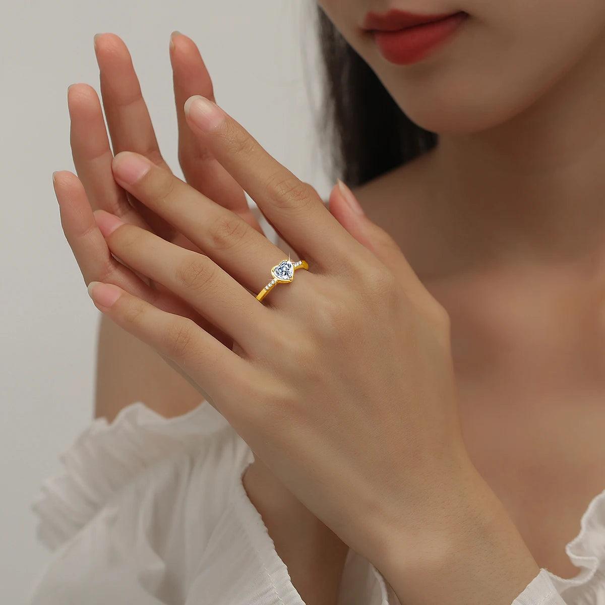 Deva Heart Shaped Moissanite Solid 925 Silver Ring