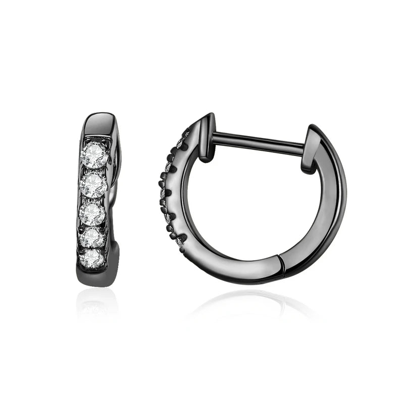 Deva 100% 925 Sterling Silver Hoop Earrings Black