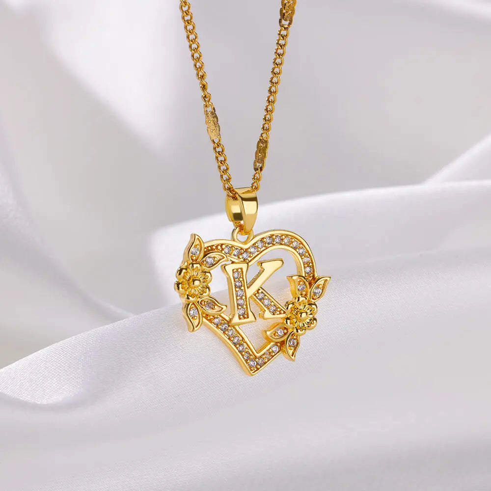 Deva Heart Letter Stainless Steel Necklace