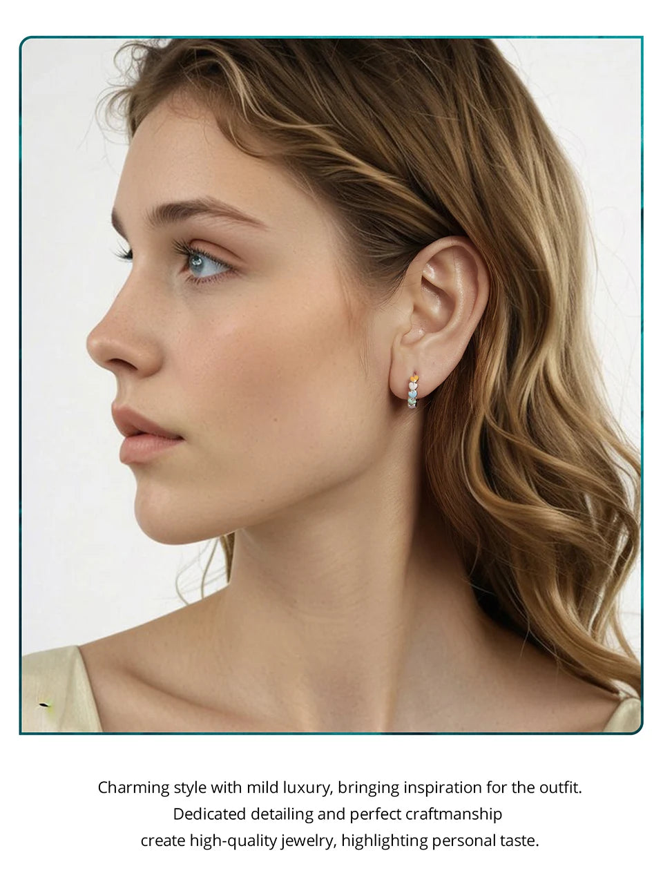 Deva 925 Sterling Silver Cute Rainbow Heart Hoop Earrings