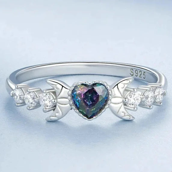 White Gold Plated 925 Sterling Silver Rings Blue Background